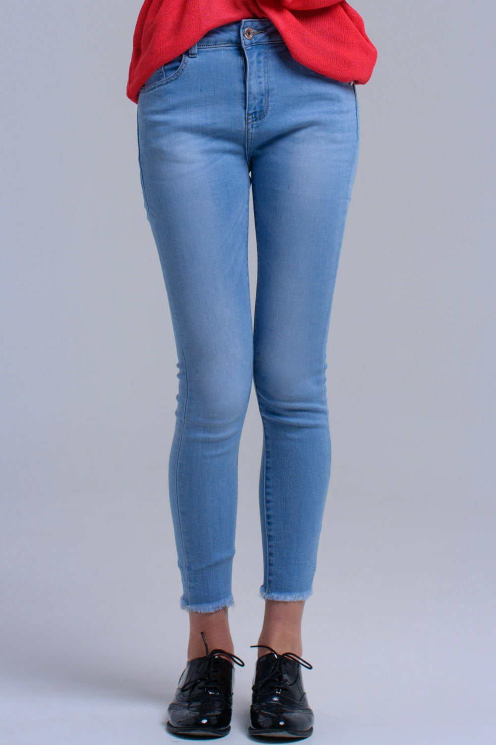 Light blue skinny jeans with fringes Q2 Jeans BoutiqueLua