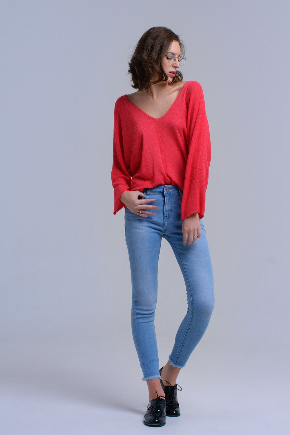 Light blue skinny jeans with fringes Q2 Jeans BoutiqueLua