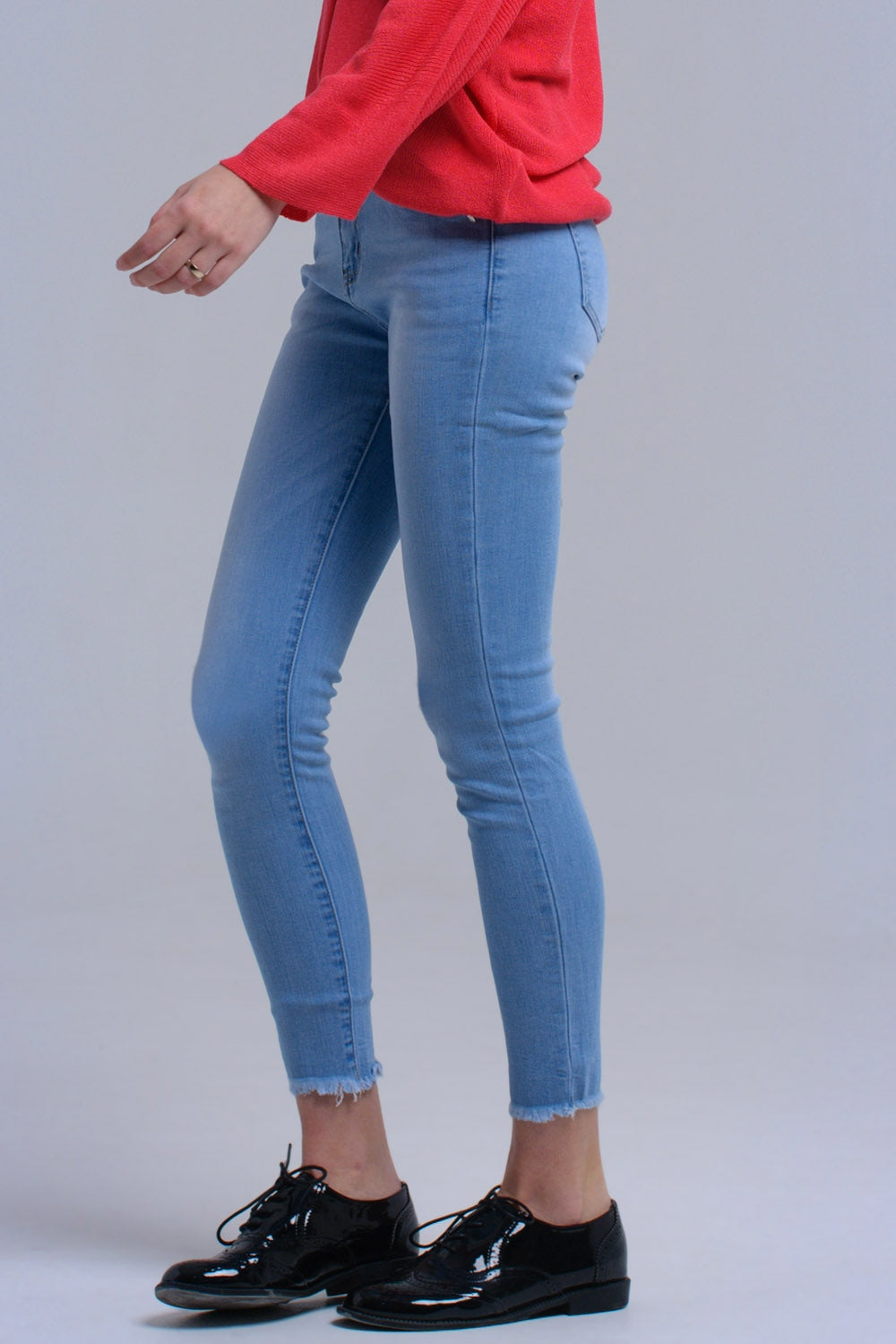 Light blue skinny jeans with fringes Q2 Jeans BoutiqueLua