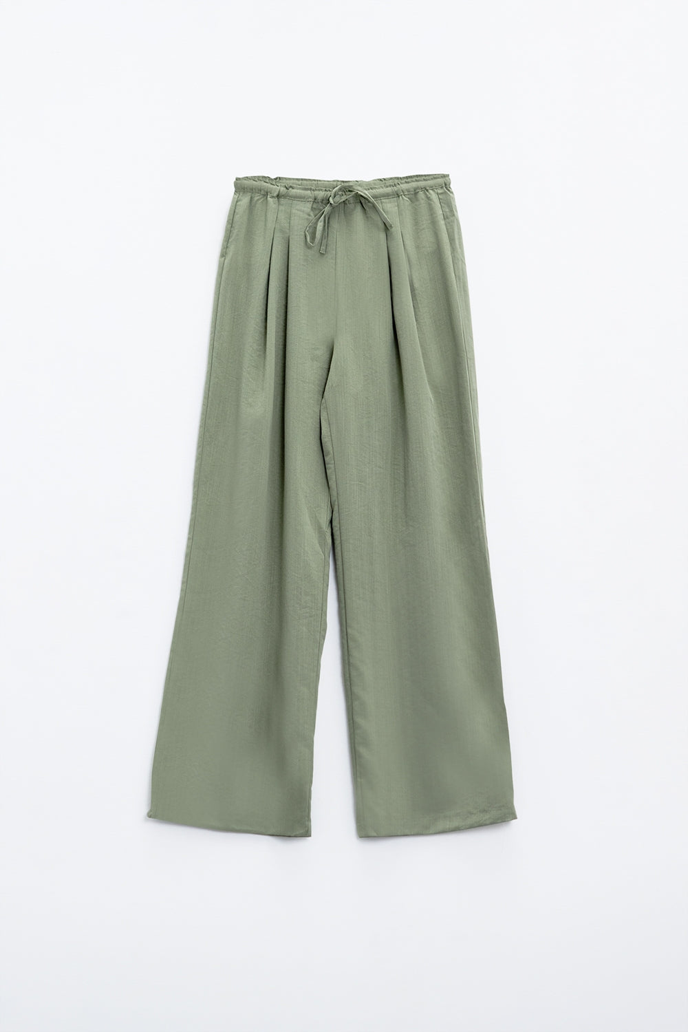 Light Green Relaxed Pants With Drawstring Closing And Side Pockets Q2 Pants BoutiqueLua