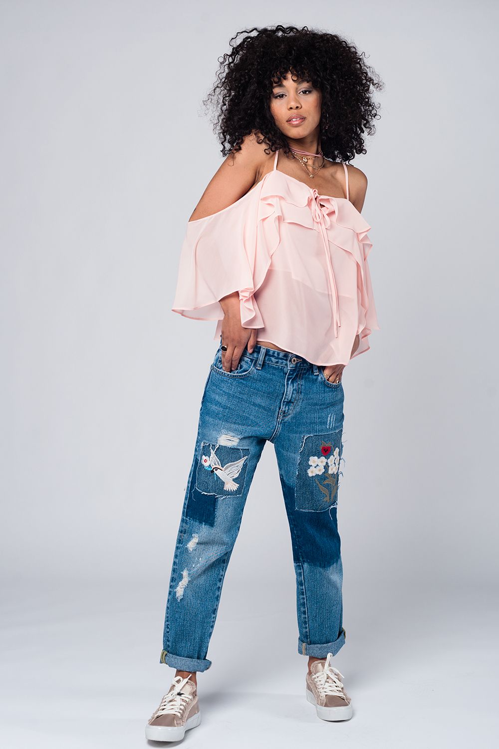 Light pink cold shoulder top Q2 Shirts BoutiqueLua