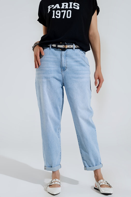 Light Was Mom Jeans Wih Side Pockets Q2 Jeans BoutiqueLua