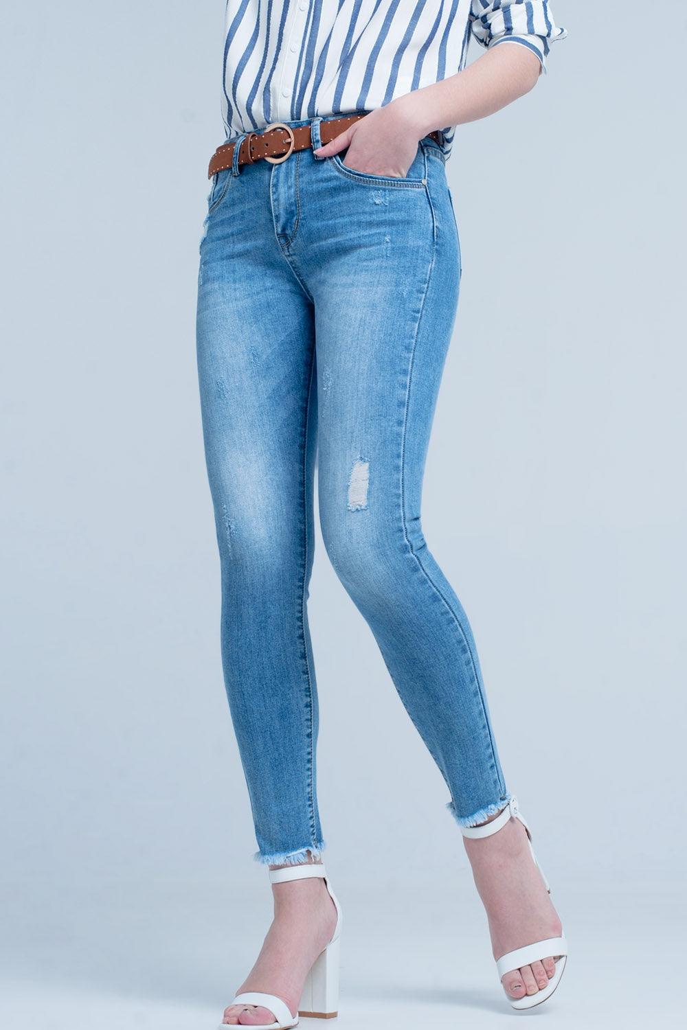 light wash skinny jean in blue Q2 Jeans BoutiqueLua