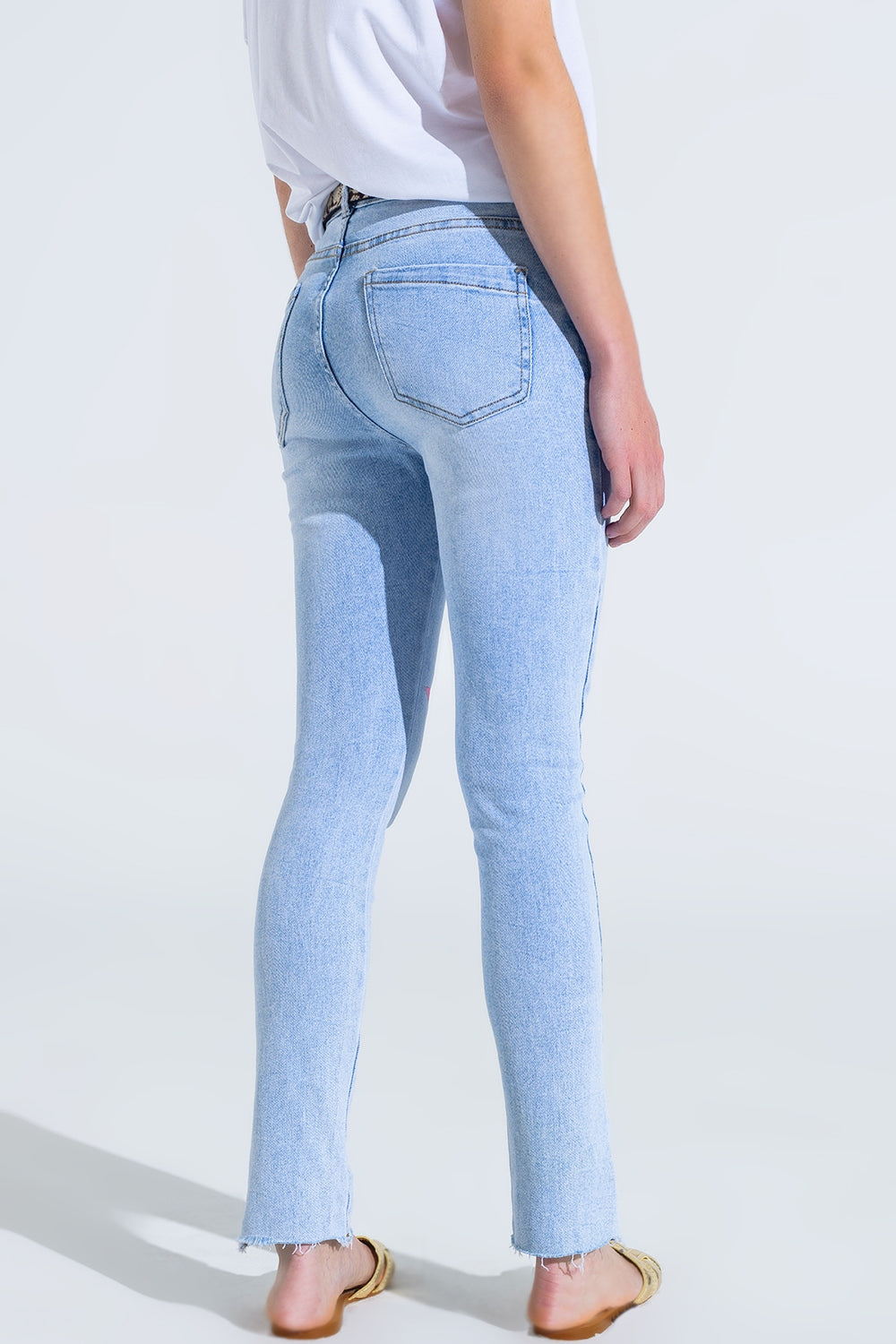 Light Wash Skinny Jeans With Stars On The Legs Q2 Jeans BoutiqueLua