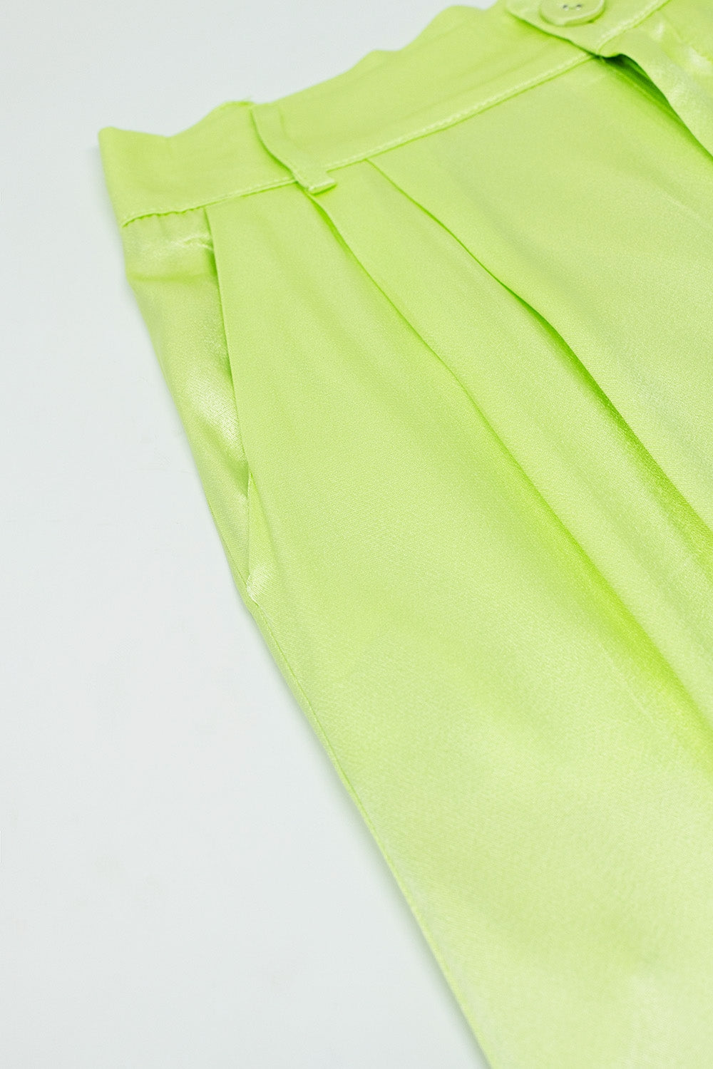 Lime Flared satin Pants With Pockets Q2 Pants BoutiqueLua