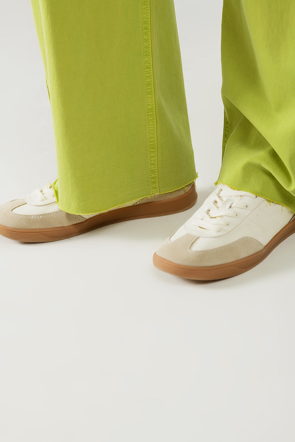 Lime Green Straight Leg Jeans With Front Pockets