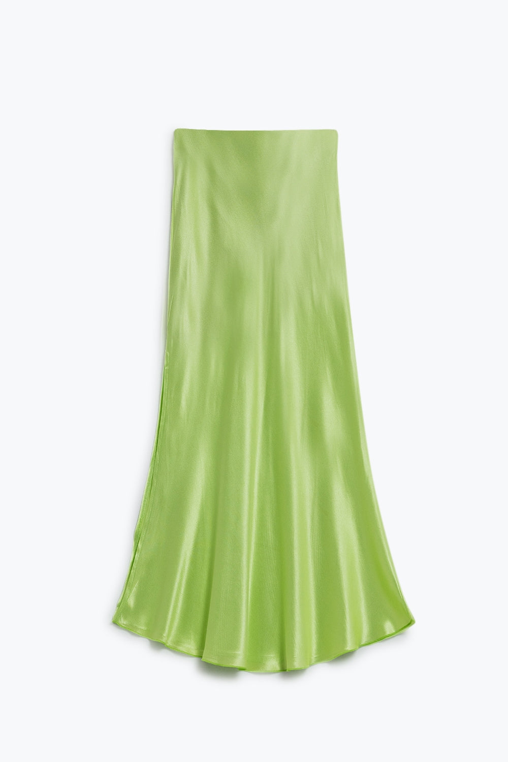 Lime Maxi Silk Skirt With Side Slit Q2 Skirts BoutiqueLua