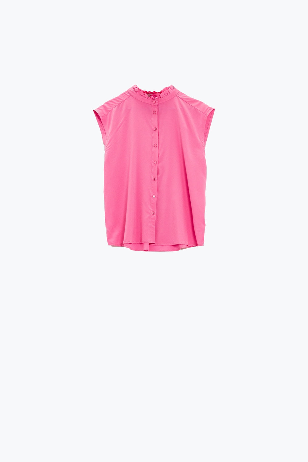 Mao Collar Sleeveless Pink Button up Blouse Q2 Shirts BoutiqueLua