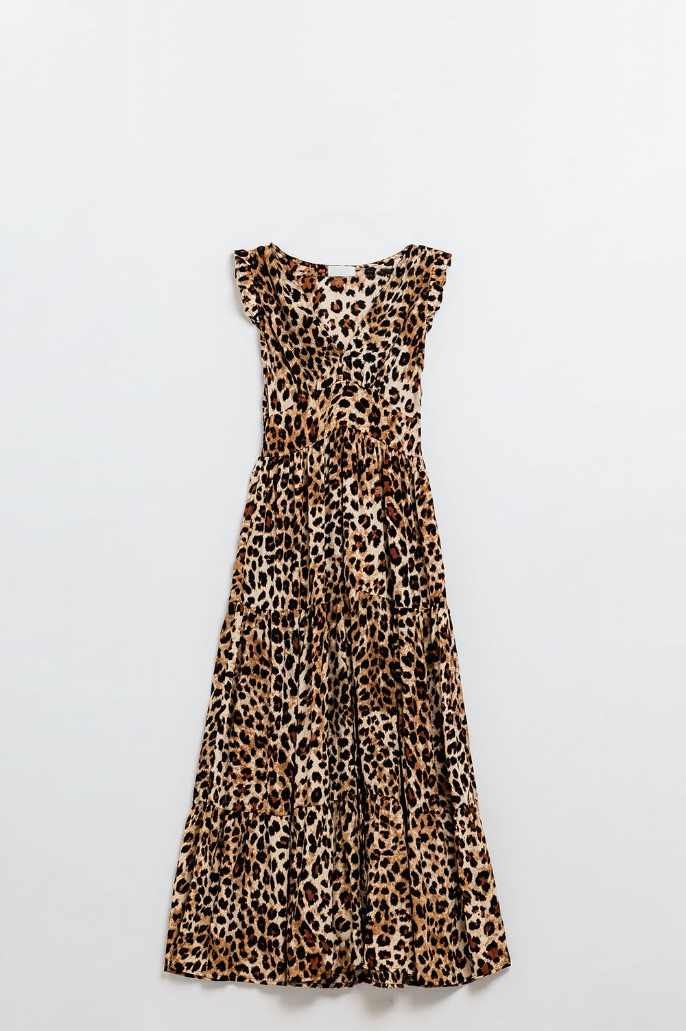 Maxi Cinched Waist Leopard Print Dress