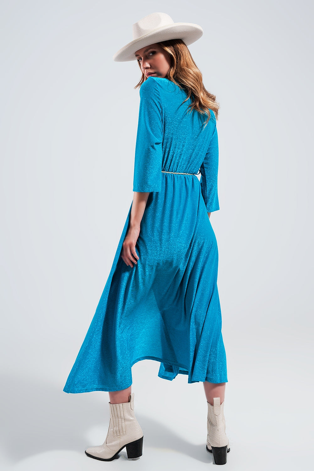 Maxi dress in shimmer blue Q2 Dresses BoutiqueLua