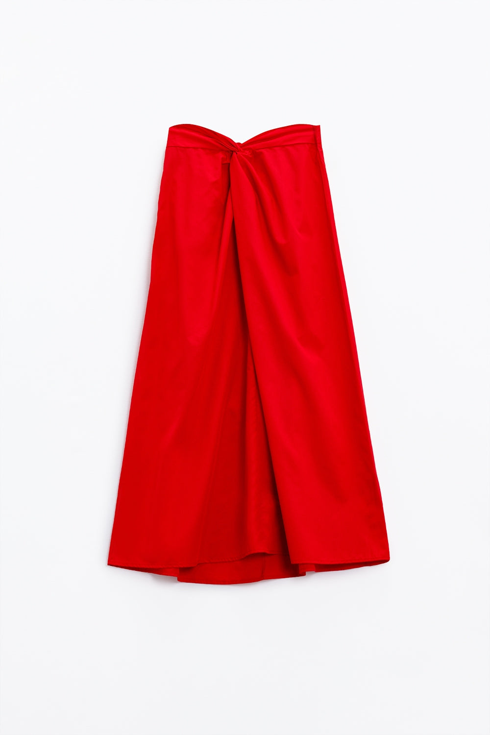 Maxi orange poplin skirt with knot detail at the waist Q2 Skirts BoutiqueLua