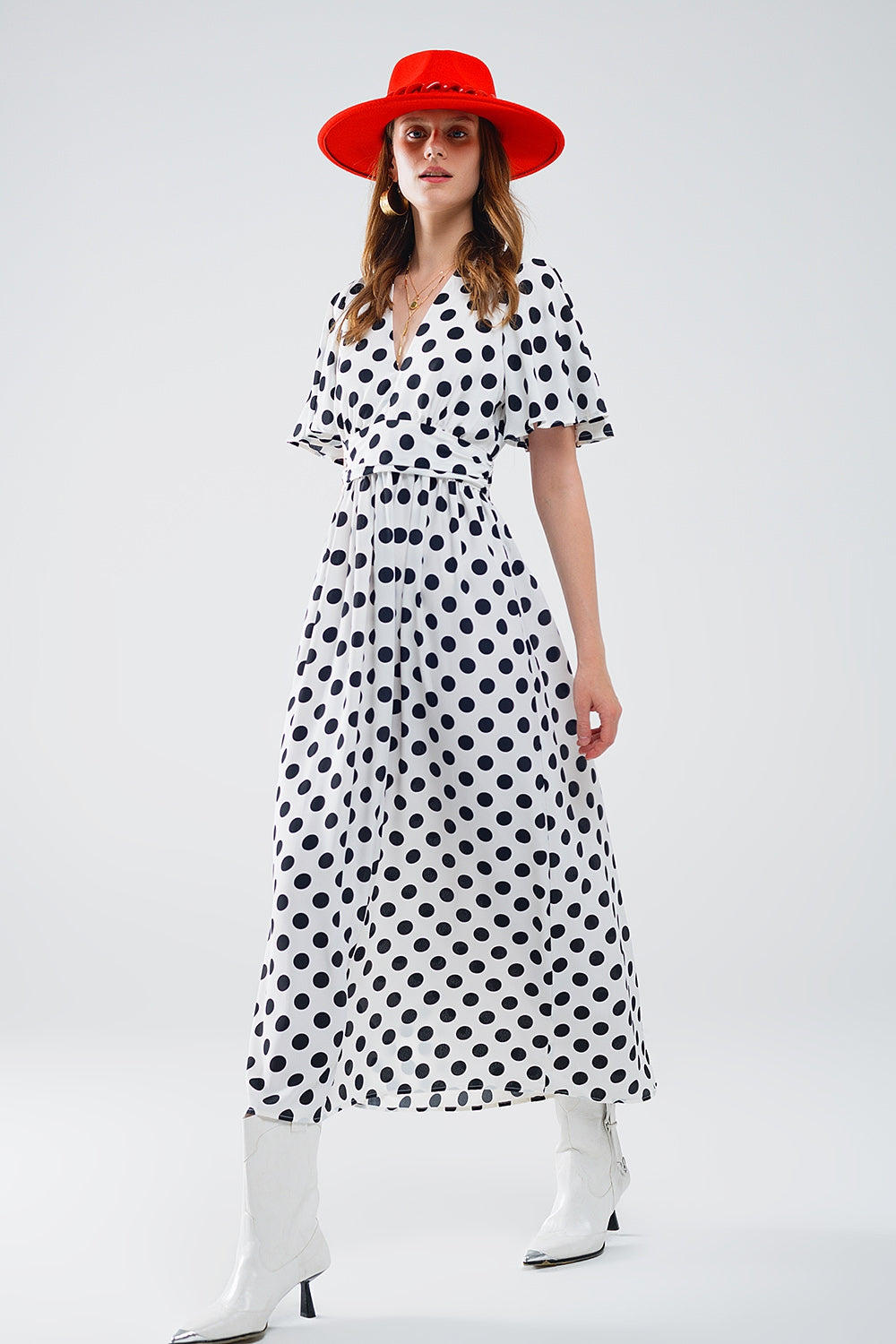 Maxi polka dot dress with open back detail Q2 Dresses BoutiqueLua