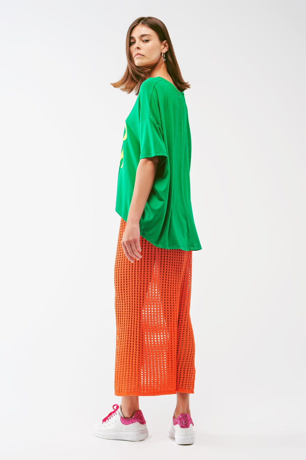 maxi sheer crochet skirt in Orange Q2 Skirts BoutiqueLua