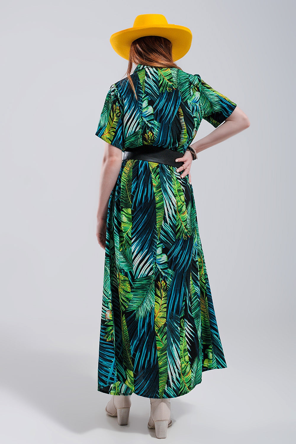 Maxi shirt dress in tropical print Q2 Dresses BoutiqueLua