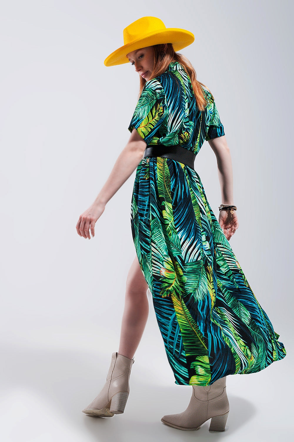 Maxi shirt dress in tropical print Q2 Dresses BoutiqueLua