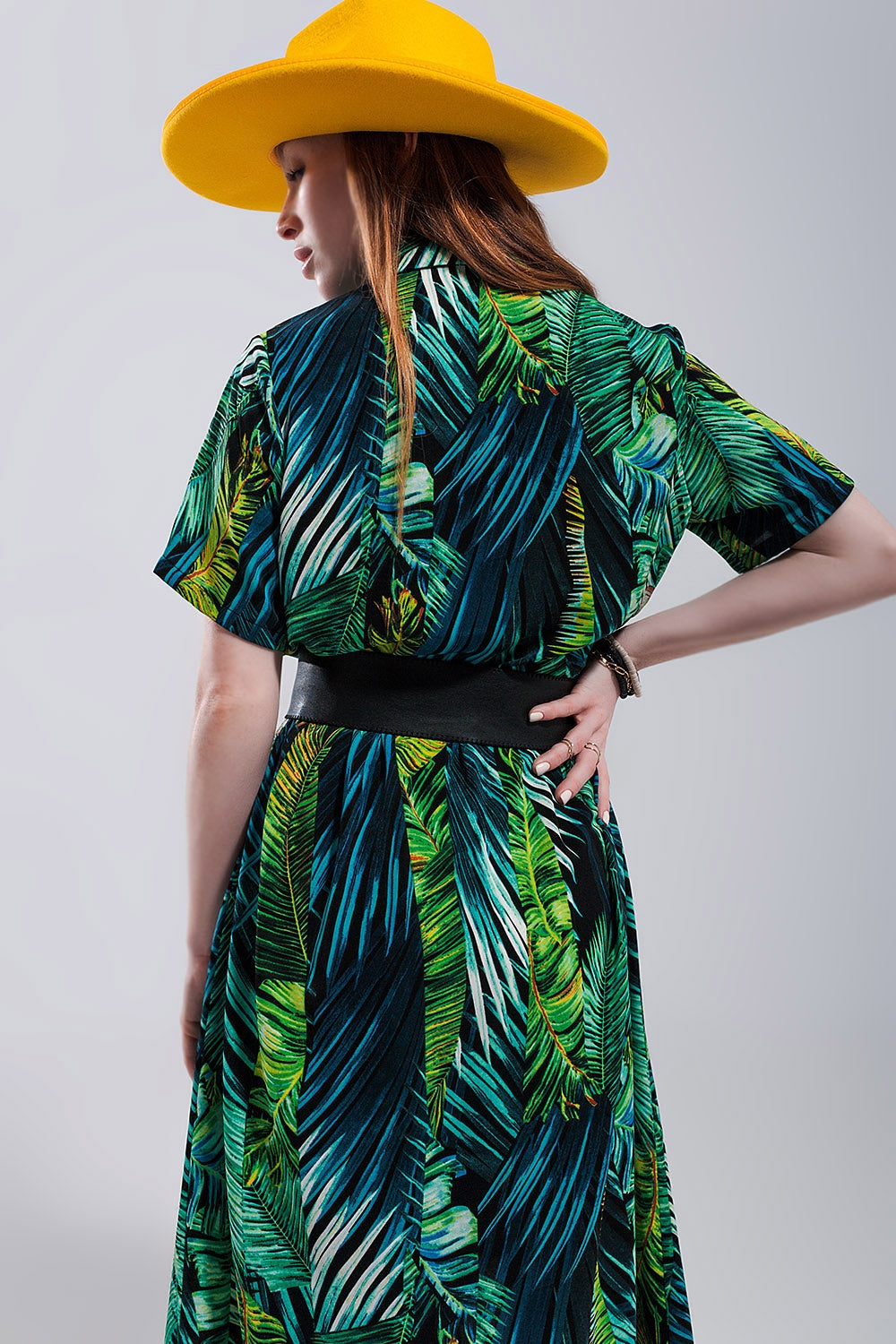 Maxi shirt dress in tropical print Q2 Dresses BoutiqueLua