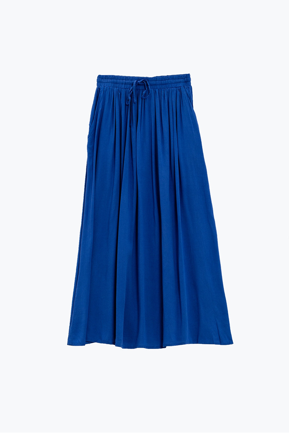 Maxi skirt in blue fluid fabric with elastic waist Q2 Skirts BoutiqueLua