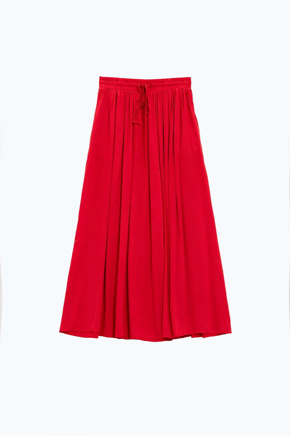 Maxi skirt in red fluid fabric with elastic waist Q2 Skirts BoutiqueLua