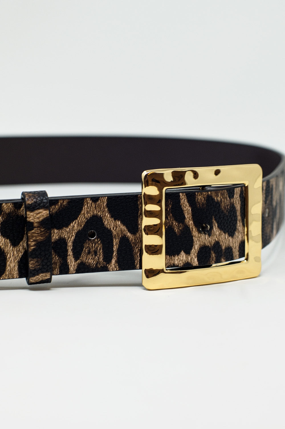 Medium width leopard belt in dark brown with gold buckle Q2 Accesory BoutiqueLua