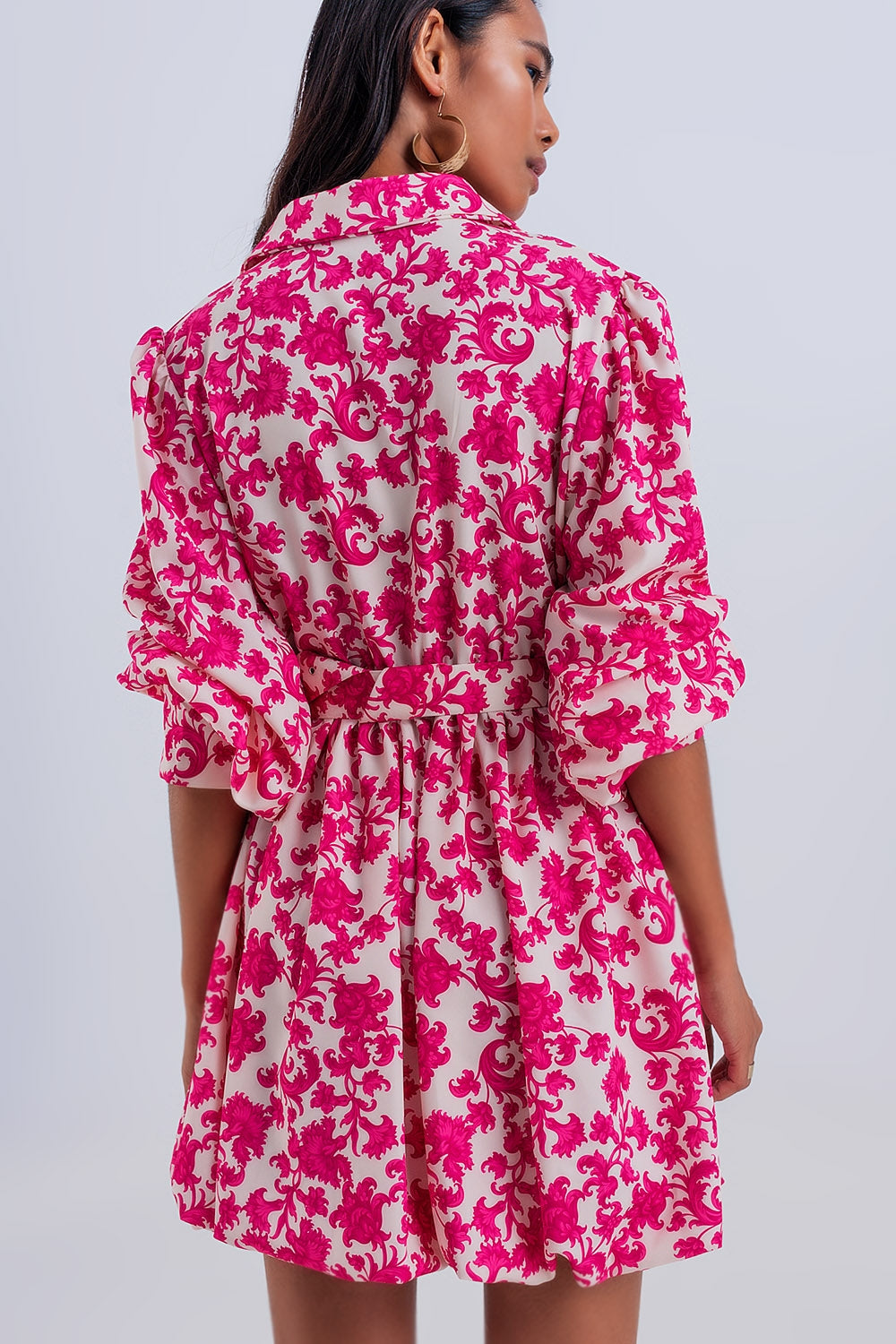 Mini smock dress in fuchsia vintage floral Q2 Dresses BoutiqueLua
