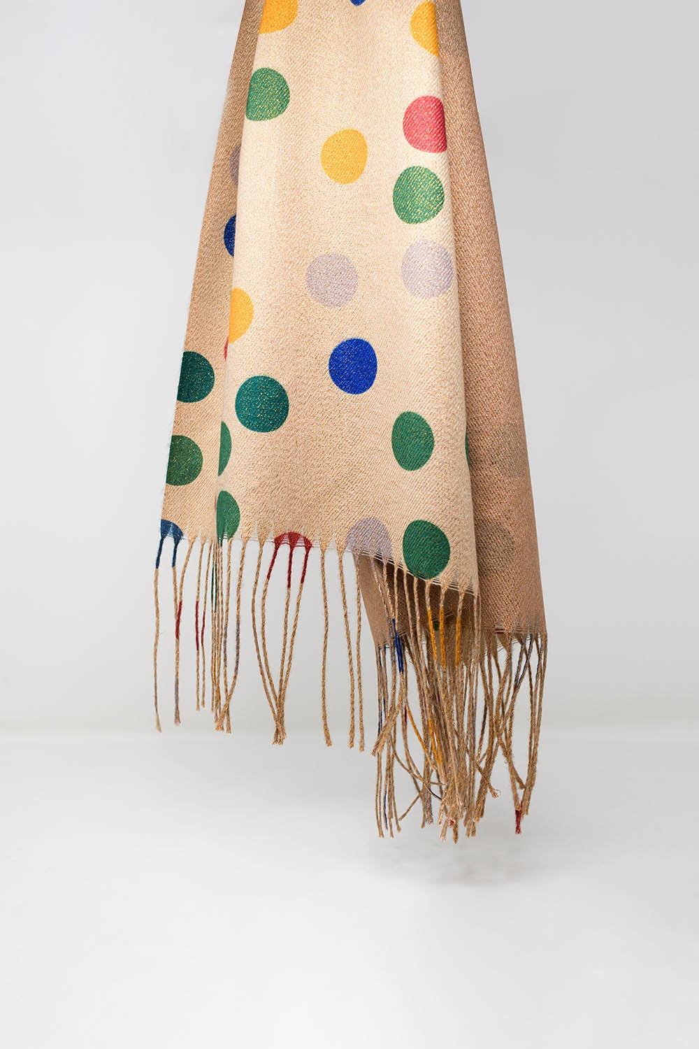 Multicolored Polka Dot soft Scarf in Beige Q2 Necklaces BoutiqueLua