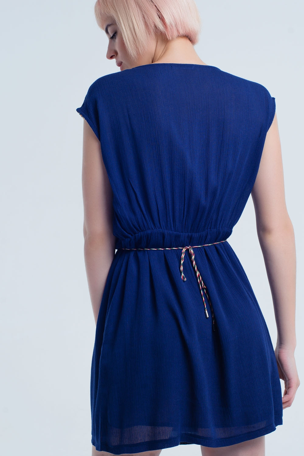 Navy blue mini dress with embroidery Q2 Dresses BoutiqueLua