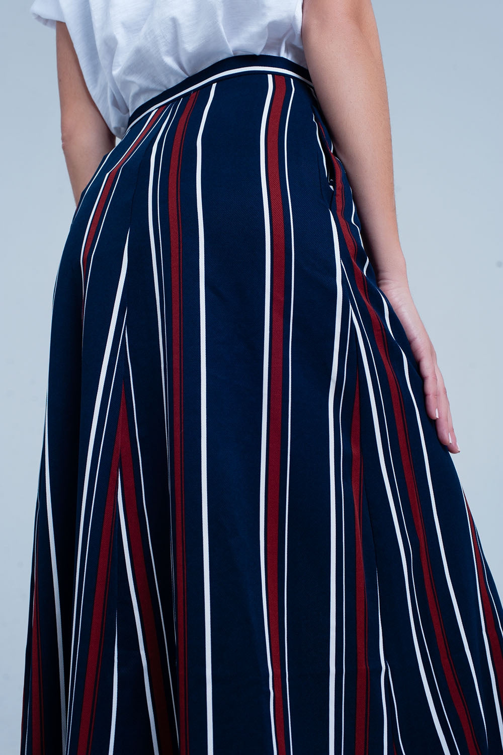 Navy blue striped midi skirt Q2 Skirts BoutiqueLua