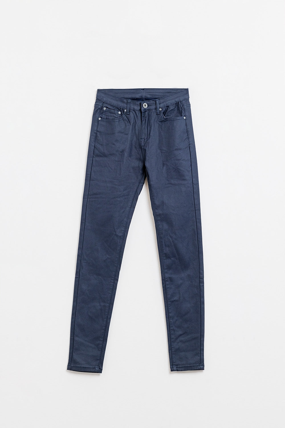 Pantalon super skinny en similicuir bleu marine