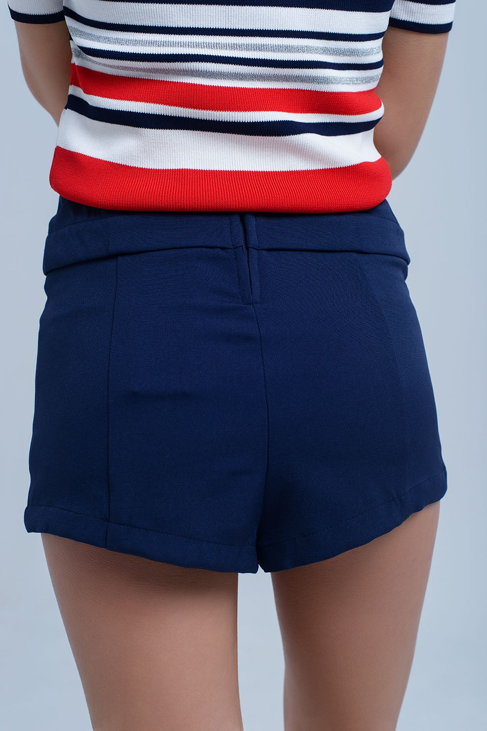 Navy short with tie detail Q2 Pants BoutiqueLua