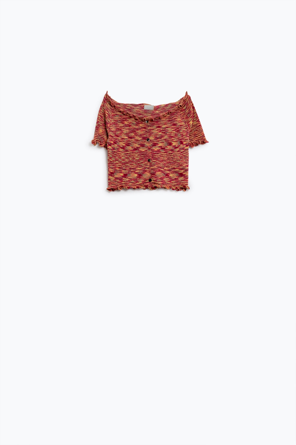 Off The Shoulder Cropped Knitted Top in Rust Melange Q2 Sweaters BoutiqueLua