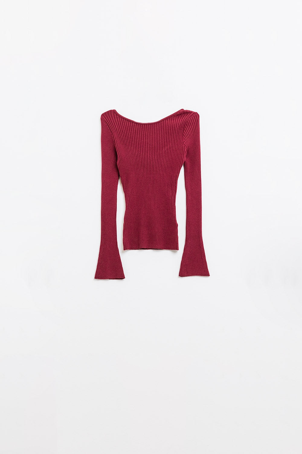 open back burgundy ribbed sweater