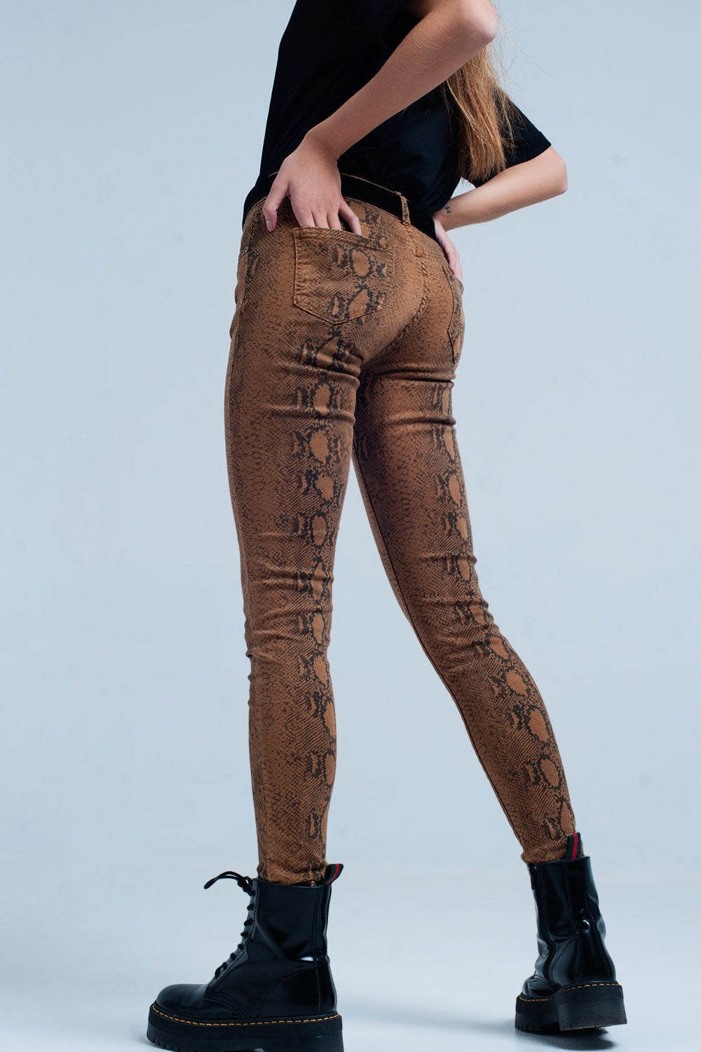 Orange Skinny Pants in Snake Print Q2 Jeans BoutiqueLua