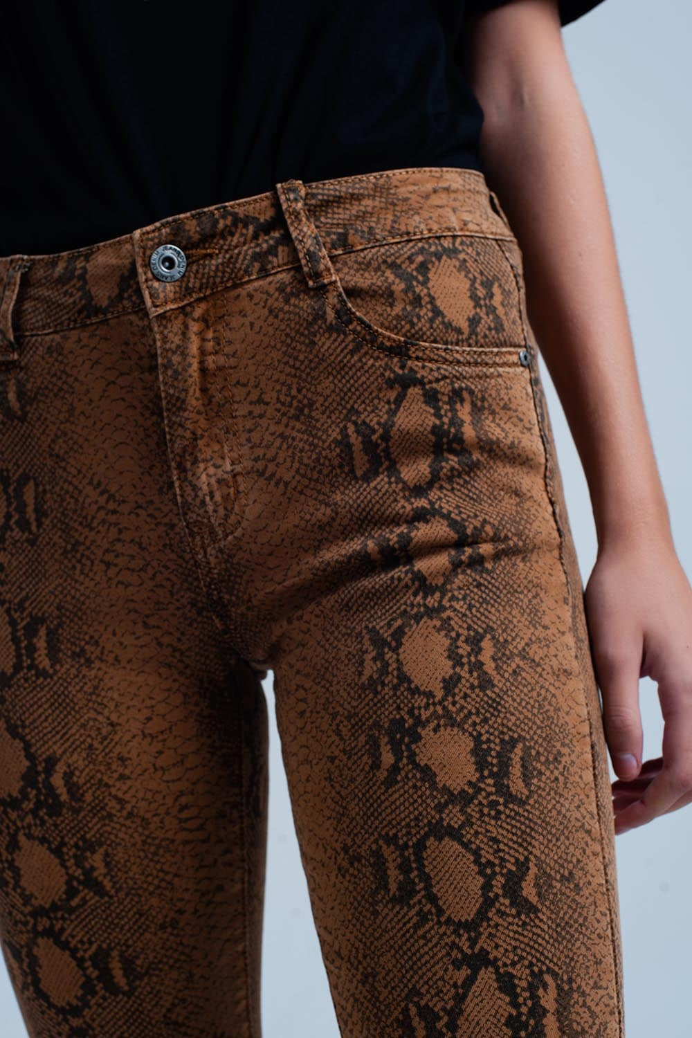 Orange Skinny Pants in Snake Print Q2 Jeans BoutiqueLua