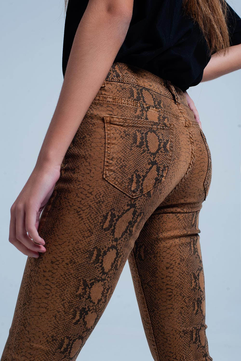 Orange Skinny Pants in Snake Print Q2 Jeans BoutiqueLua