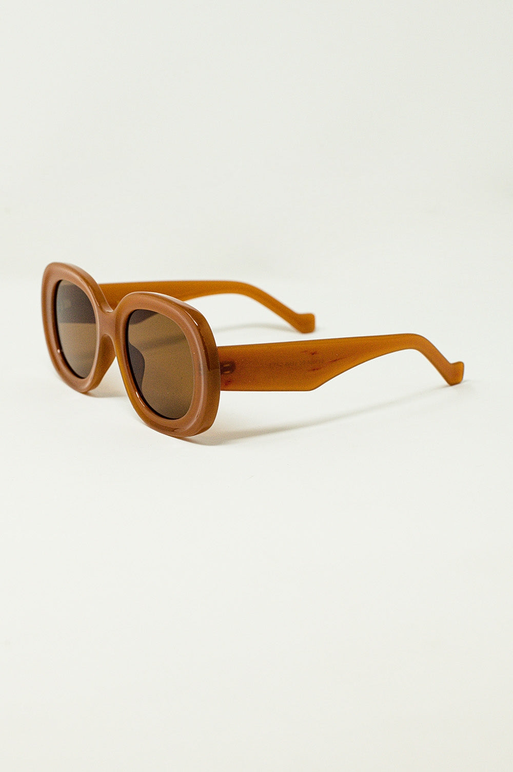 Oversized Circular Sunglasses in brown Q2 Sunglasses BoutiqueLua