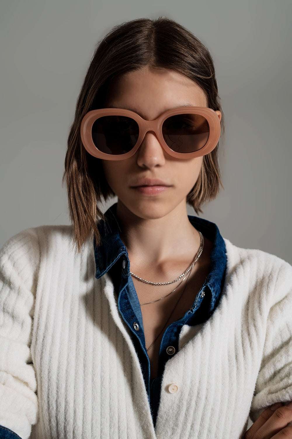 Oversized Circular Sunglasses in brown Q2 Sunglasses BoutiqueLua