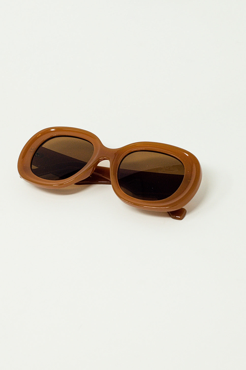 Oversized Circular Sunglasses in brown Q2 Sunglasses BoutiqueLua