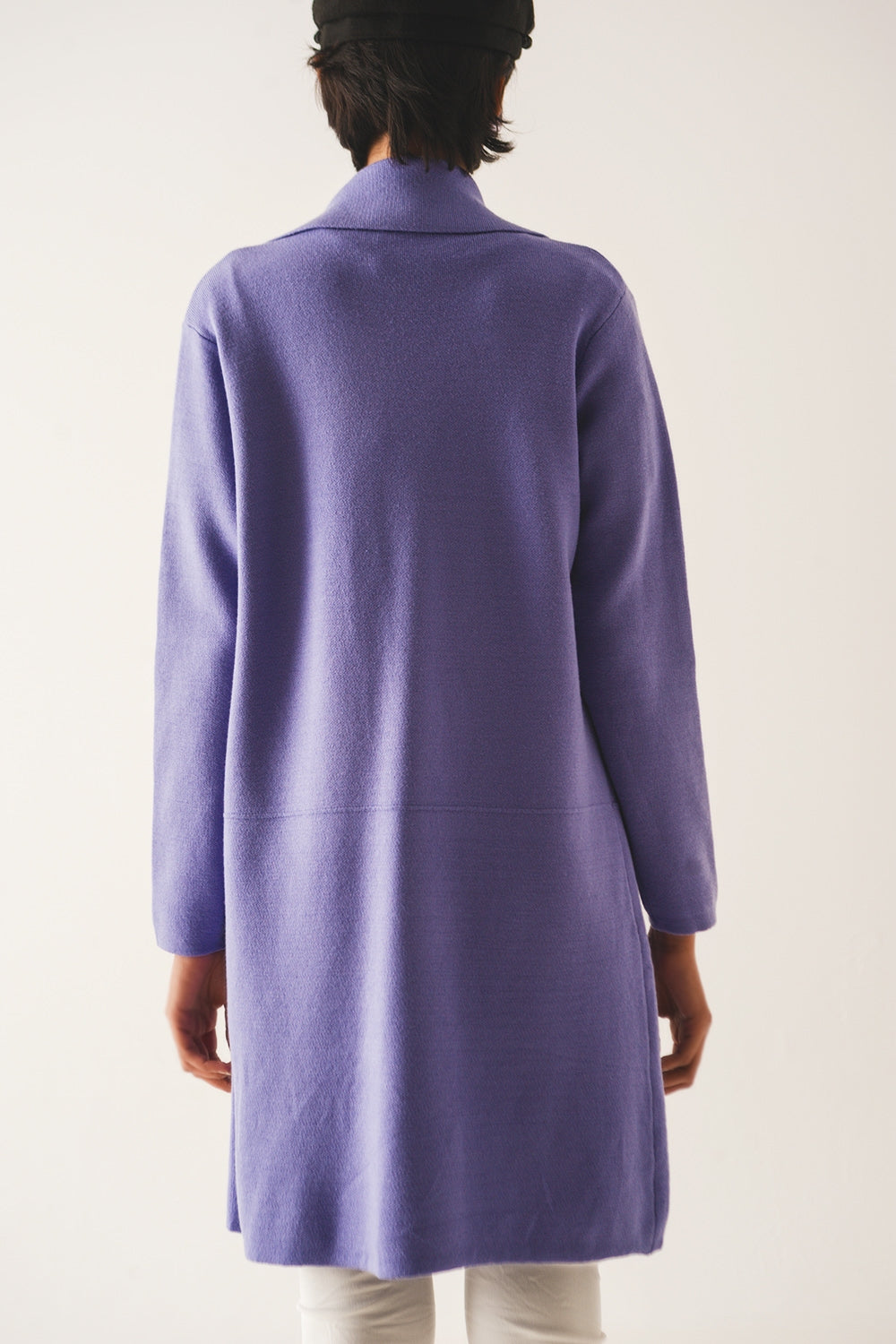 Oversized collar maxi cardigan in purple Q2 Sweaters BoutiqueLua