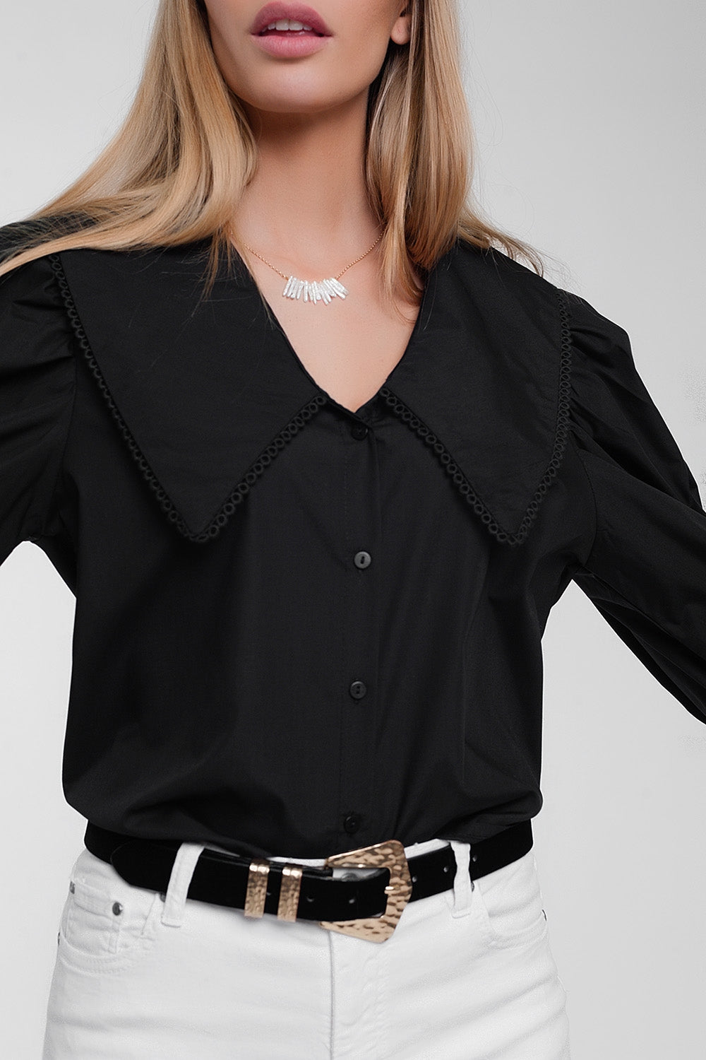 Oversized collared shirt in black Q2 Shirts BoutiqueLua