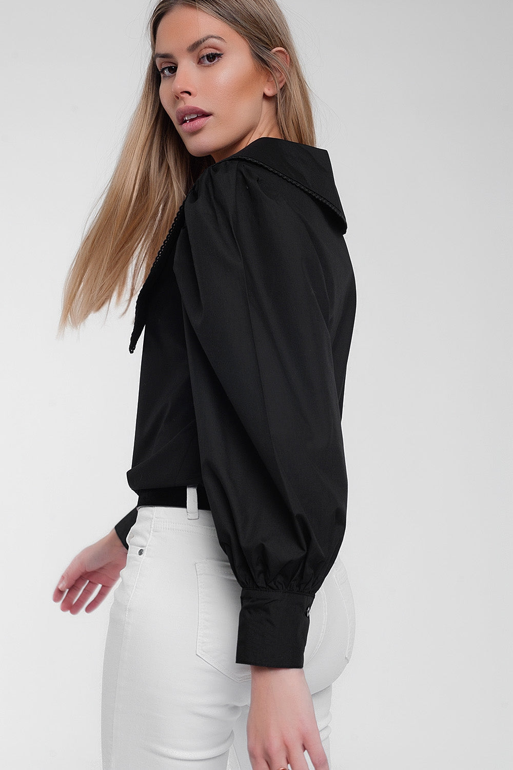 Oversized collared shirt in black Q2 Shirts BoutiqueLua