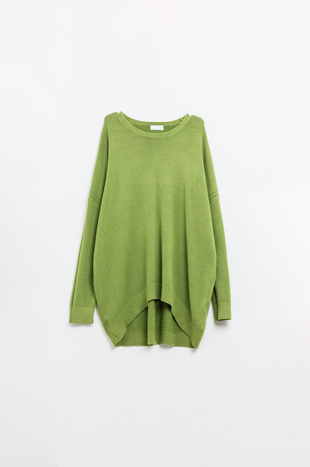 Oversized Crew Neck Long Sleeve Sweater in Olive Green Q2 Sweaters BoutiqueLua