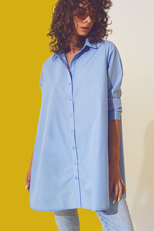 Q2 Oversized shirt in light blue