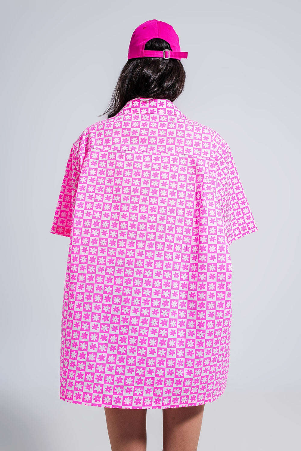 Oversized short sleeve shirt in bright pink Q2 Dresses BoutiqueLua