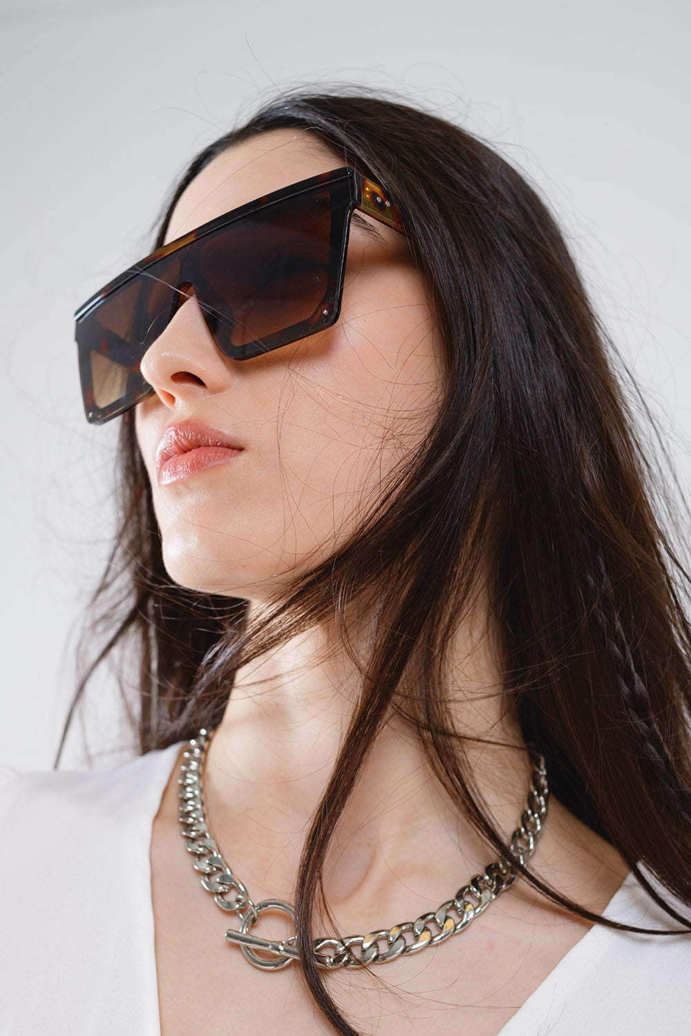 Oversized Squared 70´s Sunglasses in Brown Q2 Sunglasses BoutiqueLua