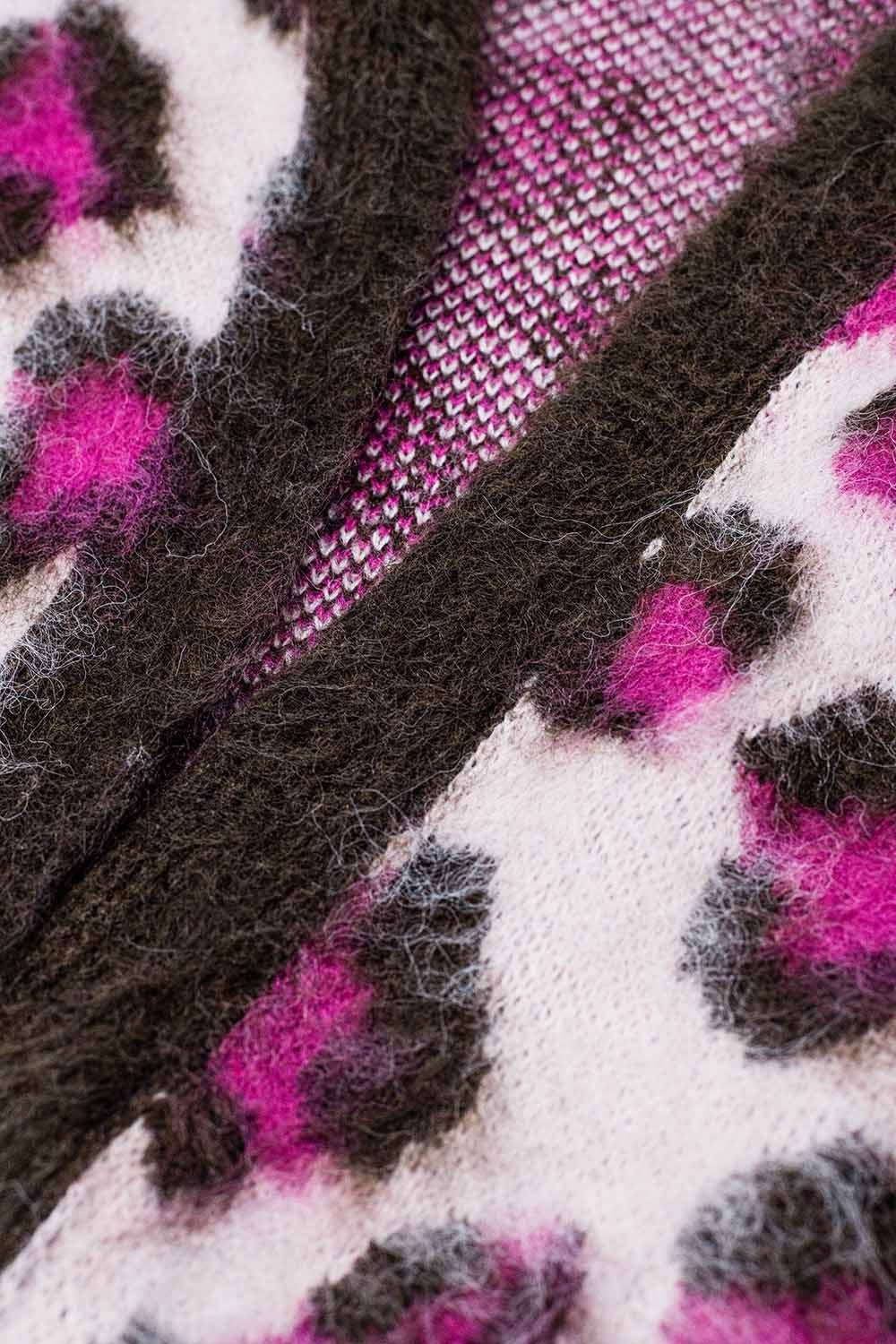 Pink Leopard print cardigan with wool