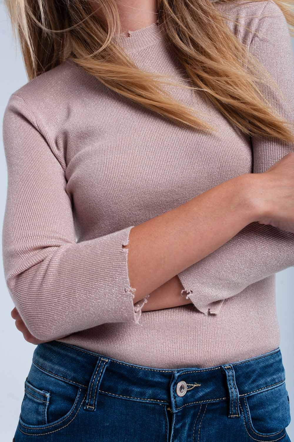 Pink shiny sweater Q2 Sweaters BoutiqueLua