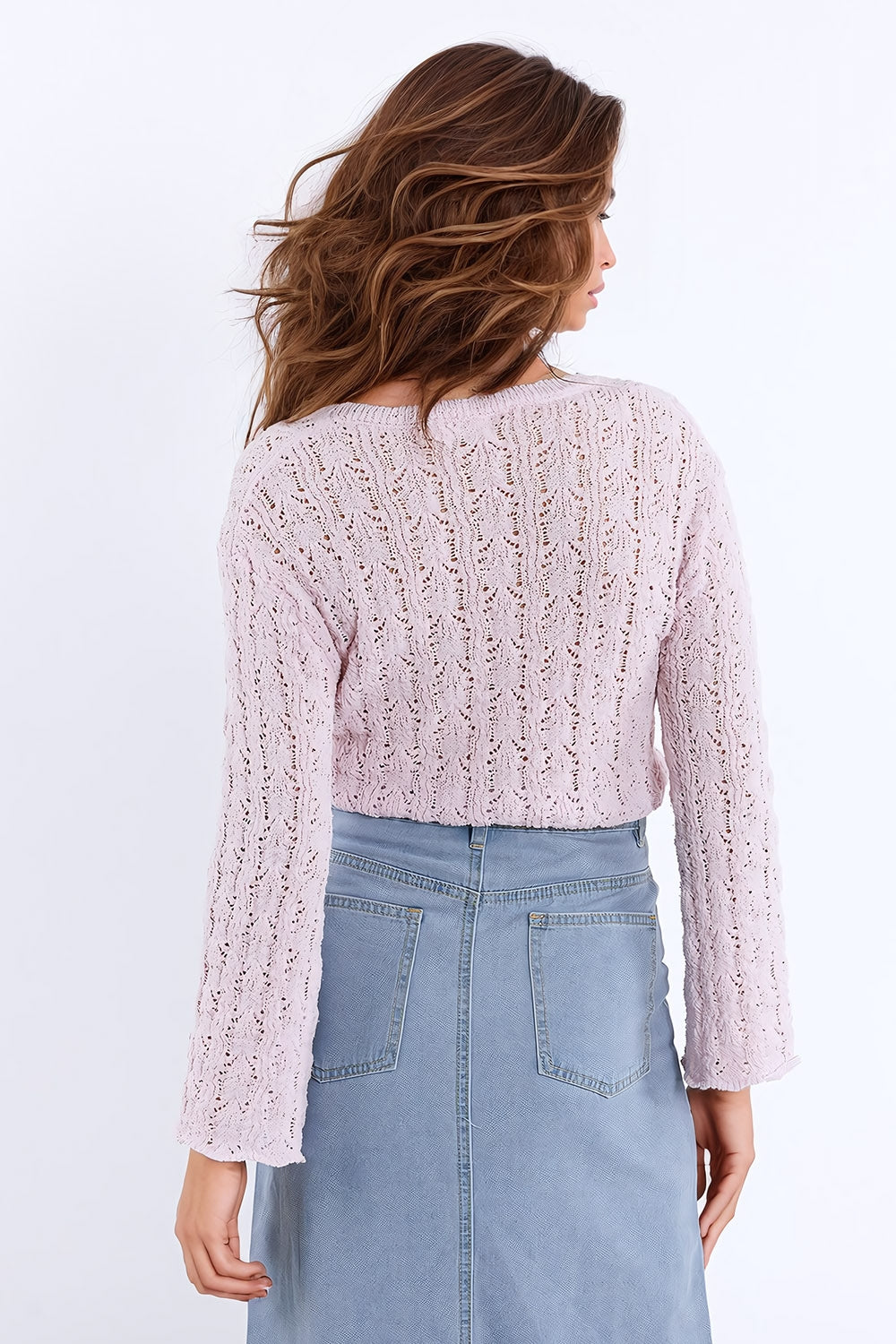 Pink Sweater With Flared Sleeves Q2 Sweaters BoutiqueLua