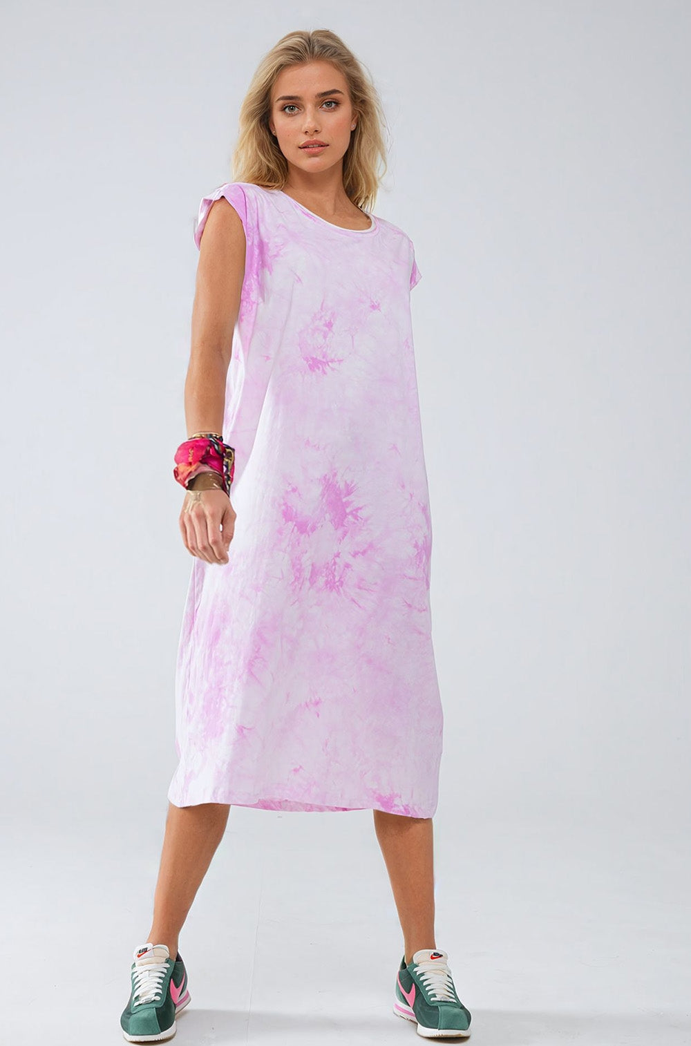 Pink Tie Dye Midi Shirt Dress Q2 Dresses BoutiqueLua