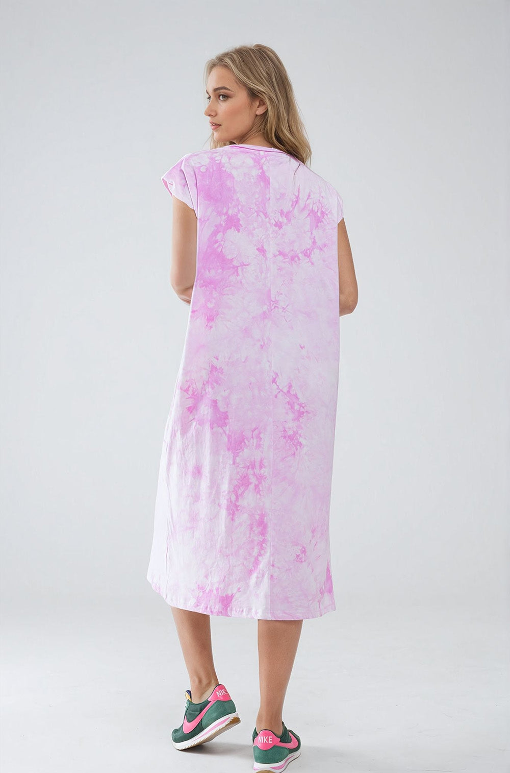 Pink Tie Dye Midi Shirt Dress Q2 Dresses BoutiqueLua