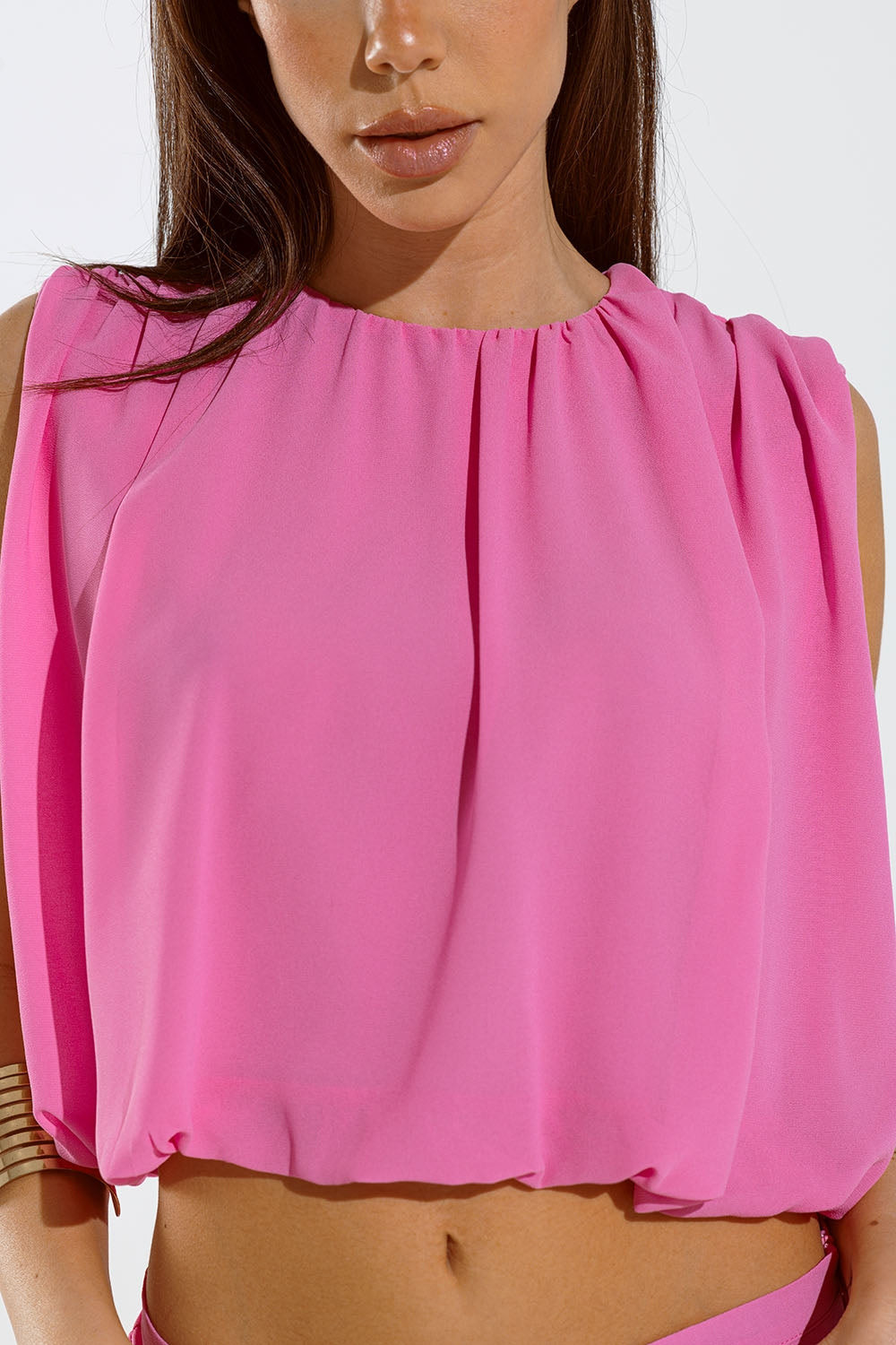 Pink Top With Ruche Design Q2 Tops BoutiqueLua